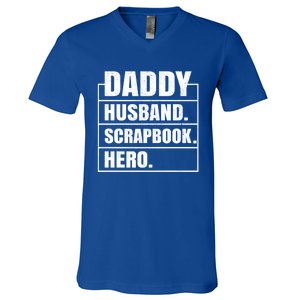 Daddy Husband Scrapbook Hero Funny Scrapbook Father's Day Gift V-Neck T-Shirt