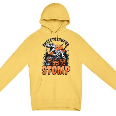 Dinosaur Halloween Skeletosaurus Stomp Great Gift Premium Pullover Hoodie