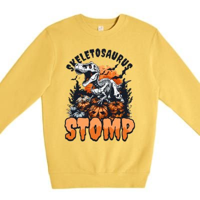 Dinosaur Halloween Skeletosaurus Stomp Great Gift Premium Crewneck Sweatshirt