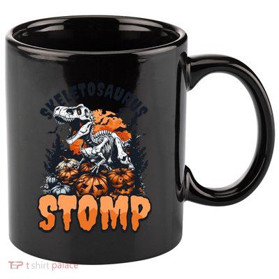 Dinosaur Halloween Skeletosaurus Stomp Great Gift 11oz C Handle Ceramic Mug