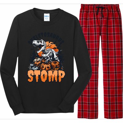 Dinosaur Halloween Skeletosaurus Stomp Great Gift Long Sleeve Pajama Set