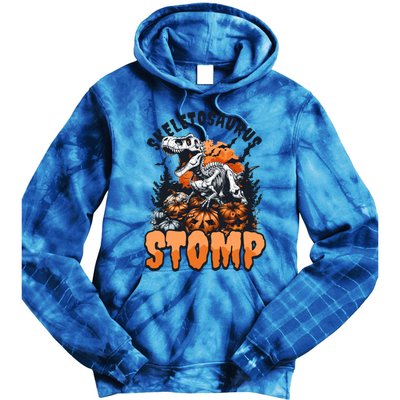 Dinosaur Halloween Skeletosaurus Stomp Great Gift Tie Dye Hoodie