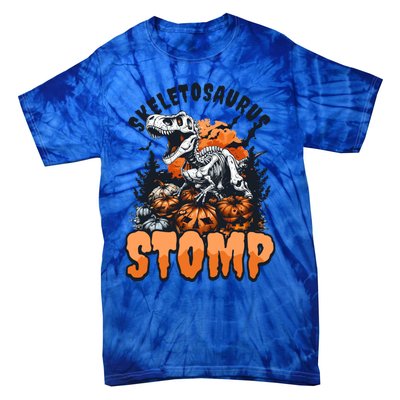 Dinosaur Halloween Skeletosaurus Stomp Great Gift Tie-Dye T-Shirt