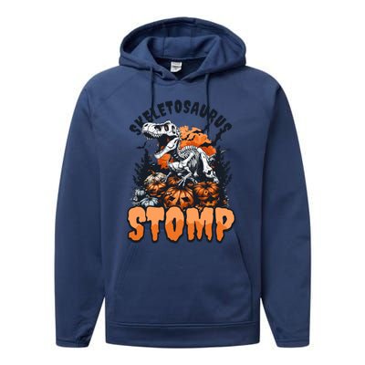 Dinosaur Halloween Skeletosaurus Stomp Great Gift Performance Fleece Hoodie