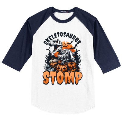 Dinosaur Halloween Skeletosaurus Stomp Great Gift Baseball Sleeve Shirt