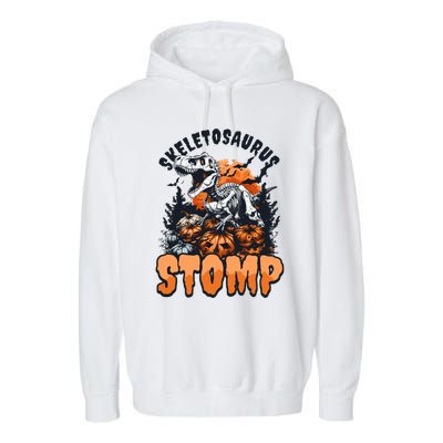 Dinosaur Halloween Skeletosaurus Stomp Great Gift Garment-Dyed Fleece Hoodie