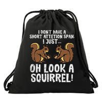 Dont Have Short Attention Span Look Squirrel Drawstring Bag