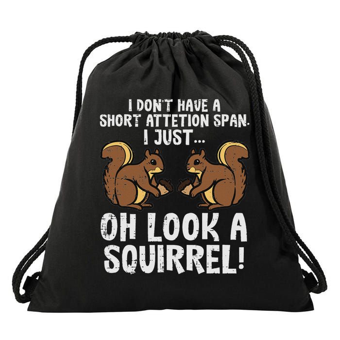 Dont Have Short Attention Span Look Squirrel Drawstring Bag