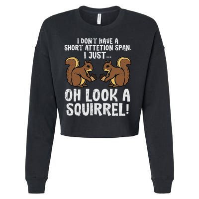 Dont Have Short Attention Span Look Squirrel Cropped Pullover Crew