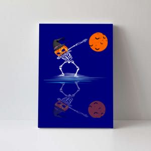 Dabbing Halloween Skeleton Scary Pumpkin Funny Gift Canvas