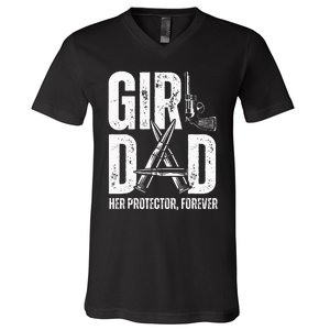 Dad Her Solder Forever Proud Fathers Day Dad V-Neck T-Shirt