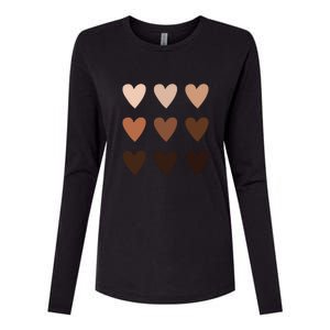 Diversity Heart Skin Tones Black Pride Melanin Kindness Gift Womens Cotton Relaxed Long Sleeve T-Shirt