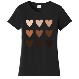 Diversity Heart Skin Tones Black Pride Melanin Kindness Gift Women's T-Shirt