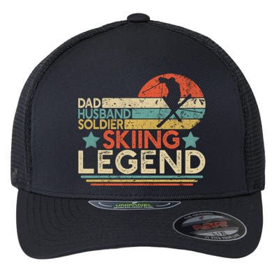 Dad Husband Soldier Skiing Legend Military Ski Lover And Skier Gift Flexfit Unipanel Trucker Cap