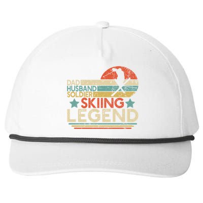 Dad Husband Soldier Skiing Legend Military Ski Lover And Skier Gift Snapback Five-Panel Rope Hat