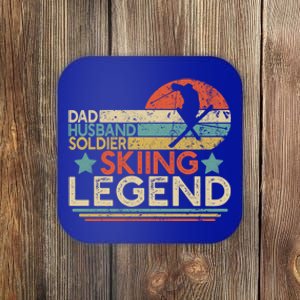 Dad Husband Soldier Skiing Legend Military Ski Lover And Skier Gift Coaster