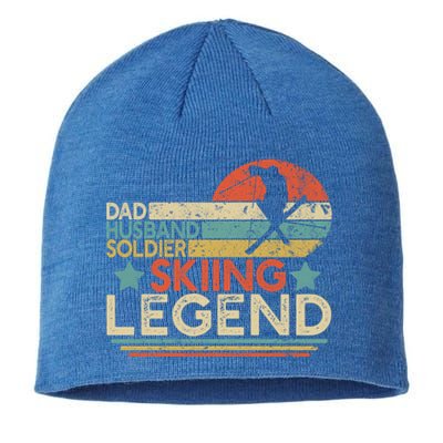 Dad Husband Soldier Skiing Legend Military Ski Lover And Skier Gift Sustainable Beanie