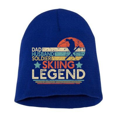 Dad Husband Soldier Skiing Legend Military Ski Lover And Skier Gift Short Acrylic Beanie