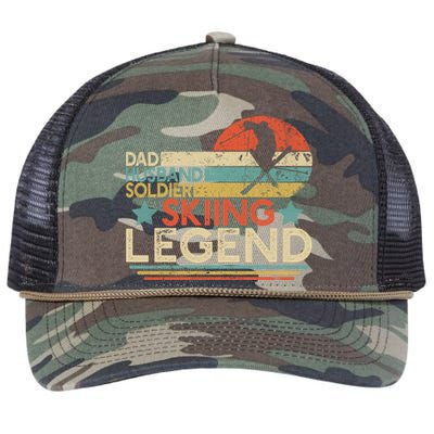 Dad Husband Soldier Skiing Legend Military Ski Lover And Skier Gift Retro Rope Trucker Hat Cap