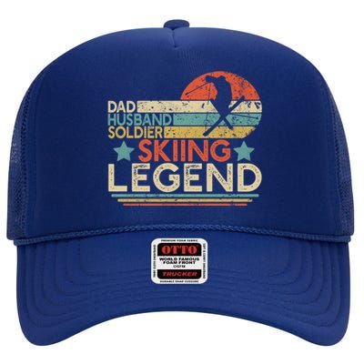 Dad Husband Soldier Skiing Legend Military Ski Lover And Skier Gift High Crown Mesh Back Trucker Hat