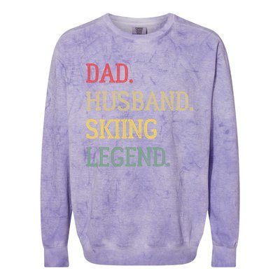 Dad Husband Skiing Legend Vintage Skiing Dad Gift Colorblast Crewneck Sweatshirt