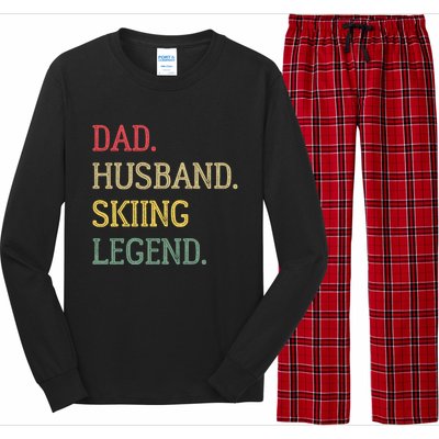 Dad Husband Skiing Legend Vintage Skiing Dad Gift Long Sleeve Pajama Set