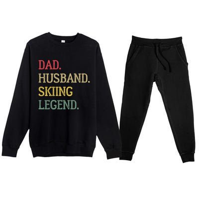 Dad Husband Skiing Legend Vintage Skiing Dad Gift Premium Crewneck Sweatsuit Set