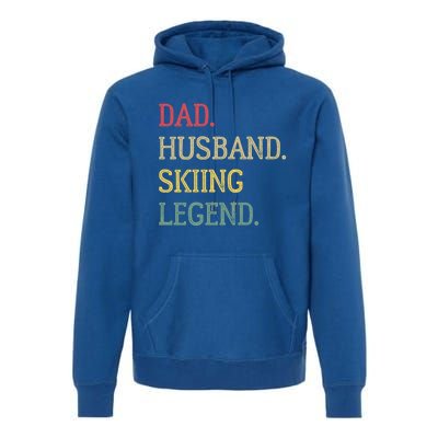 Dad Husband Skiing Legend Vintage Skiing Dad Gift Premium Hoodie