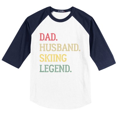 Dad Husband Skiing Legend Vintage Skiing Dad Gift Baseball Sleeve Shirt