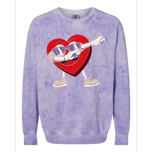 Dabbing Heart Sunglasses Funny Valentines Day Gift Colorblast Crewneck Sweatshirt