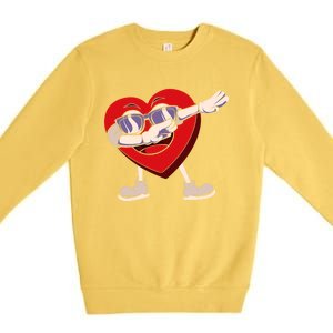 Dabbing Heart Sunglasses Funny Valentines Day Gift Premium Crewneck Sweatshirt