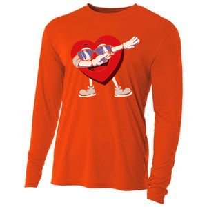 Dabbing Heart Sunglasses Funny Valentines Day Gift Cooling Performance Long Sleeve Crew