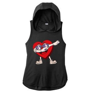 Dabbing Heart Sunglasses Funny Valentines Day Gift Ladies PosiCharge Tri-Blend Wicking Draft Hoodie Tank