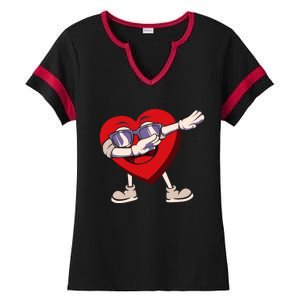 Dabbing Heart Sunglasses Funny Valentines Day Gift Ladies Halftime Notch Neck Tee