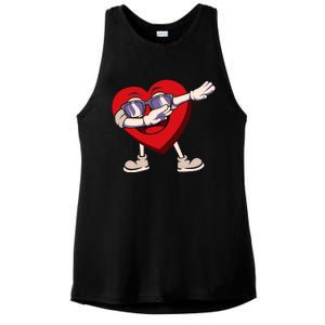 Dabbing Heart Sunglasses Funny Valentines Day Gift Ladies PosiCharge Tri-Blend Wicking Tank