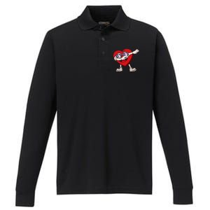 Dabbing Heart Sunglasses Funny Valentines Day Gift Performance Long Sleeve Polo