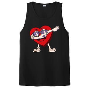 Dabbing Heart Sunglasses Funny Valentines Day Gift PosiCharge Competitor Tank