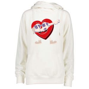 Dabbing Heart Sunglasses Funny Valentines Day Gift Womens Funnel Neck Pullover Hood