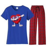 Dabbing Heart Sunglasses Funny Valentines Day Gift Women's Flannel Pajama Set