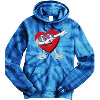 Dabbing Heart Sunglasses Funny Valentines Day Gift Tie Dye Hoodie