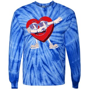 Dabbing Heart Sunglasses Funny Valentines Day Gift Tie-Dye Long Sleeve Shirt