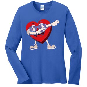 Dabbing Heart Sunglasses Funny Valentines Day Gift Ladies Long Sleeve Shirt