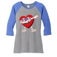 Dabbing Heart Sunglasses Funny Valentines Day Gift Women's Tri-Blend 3/4-Sleeve Raglan Shirt