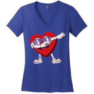 Dabbing Heart Sunglasses Funny Valentines Day Gift Women's V-Neck T-Shirt