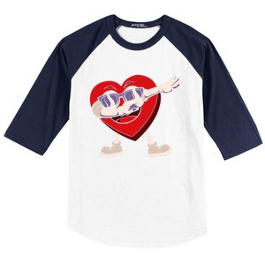 Dabbing Heart Sunglasses Funny Valentines Day Gift Baseball Sleeve Shirt