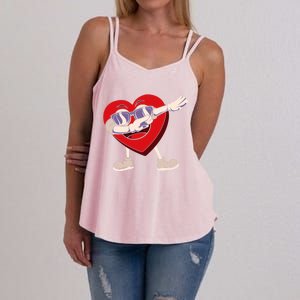 Dabbing Heart Sunglasses Funny Valentines Day Gift Women's Strappy Tank