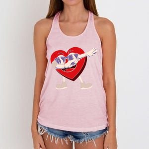 Dabbing Heart Sunglasses Funny Valentines Day Gift Women's Knotted Racerback Tank