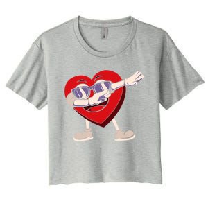 Dabbing Heart Sunglasses Funny Valentines Day Gift Women's Crop Top Tee