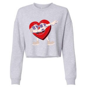 Dabbing Heart Sunglasses Funny Valentines Day Gift Cropped Pullover Crew