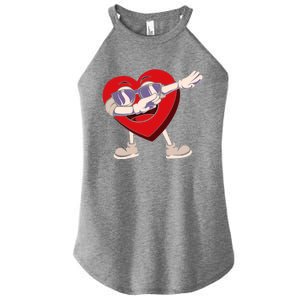 Dabbing Heart Sunglasses Funny Valentines Day Gift Women's Perfect Tri Rocker Tank